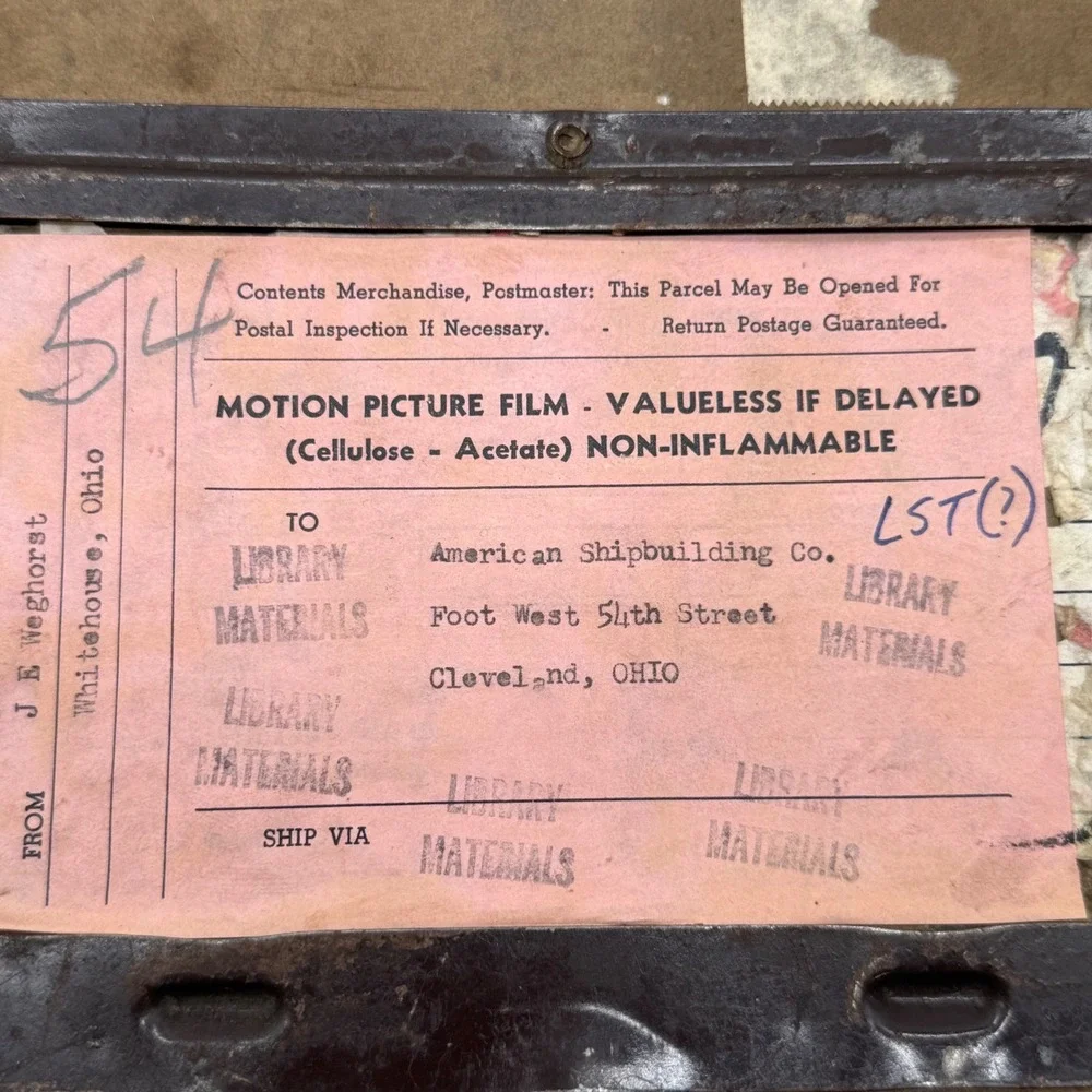 Antique‎ Motion Picture Film Case Shipping Container With Labels Stamps